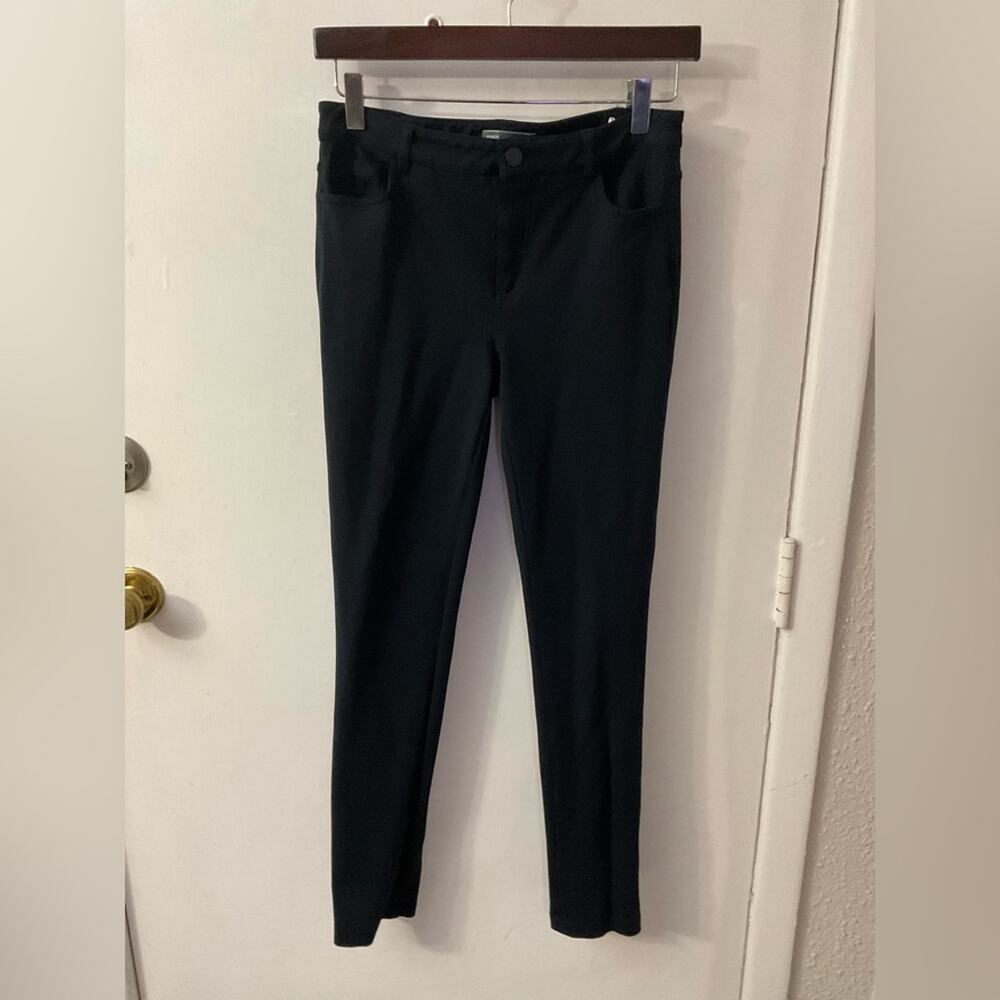 Vince Career Workwear Mid Rise Pants 6 Black Ponte Stretch Skinny Riding Casual